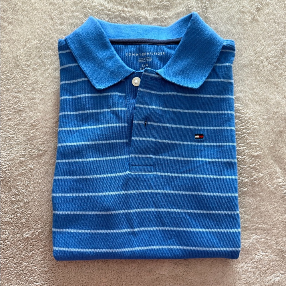 Tommy Hilfiger Blue and White Striped kids Polo